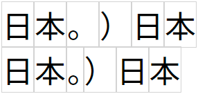 句読点文字が連続して表示される場合は、CJK ピリオドの右半分を削除する必要があります。