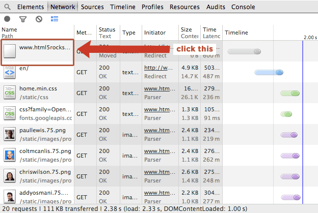 Viewing header information.