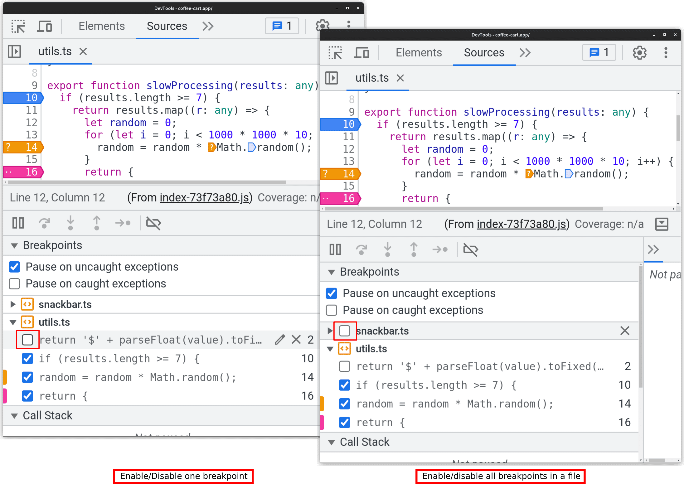 Enable or disable a single or all breakpoints within a file.