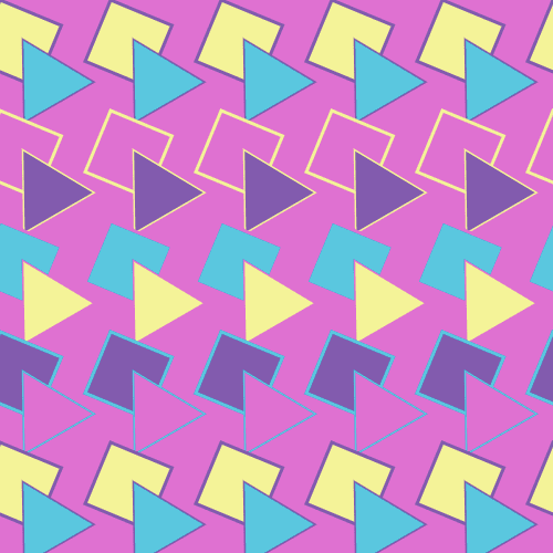 A retro pattern of triangles and squares.