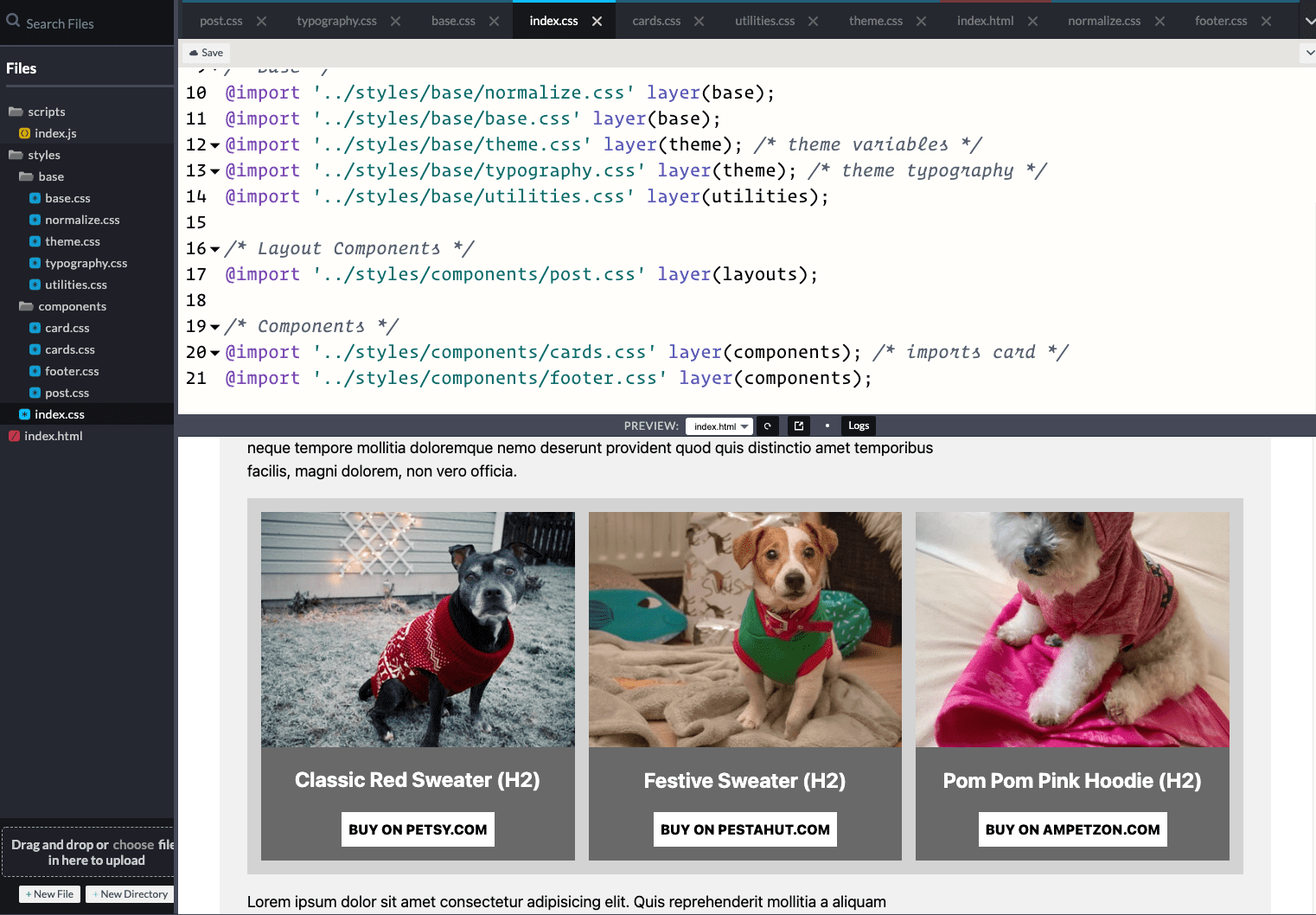 Screenshot van Codepen Project