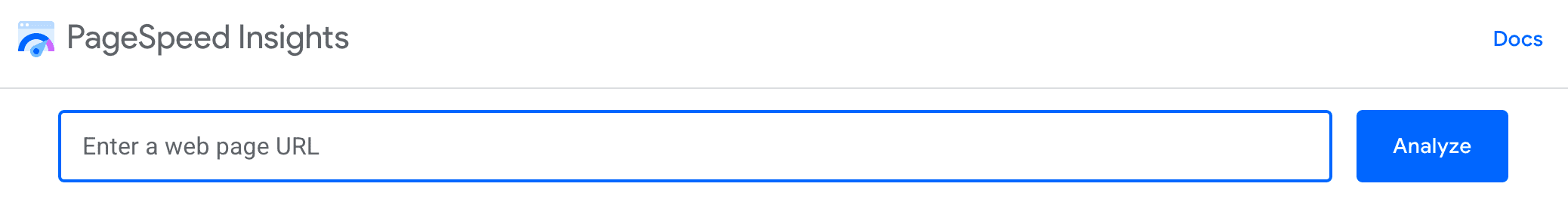 ป้อน URL เพื่อเริ่มต้นใช้งาน PageSpeed Insights