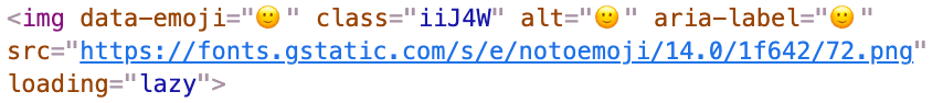 Un fragmento de código que muestra imágenes intercaladas como etiquetas img y metadatos como parte de un historial de chat