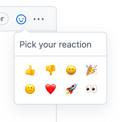 Giao diện người dùng bộ chọn biểu tượng cảm xúc như được sử dụng trên GitHub