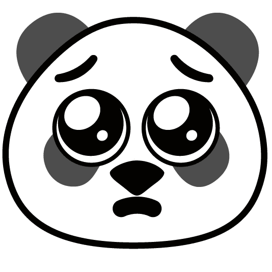 Emoji de panda
con expresión facial triste.