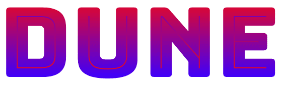 The word dune in the Bungee Spice color font, toned in blue and red
gradients.