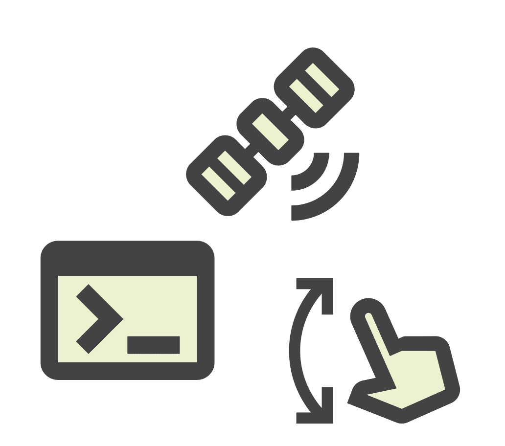 Tre
icone verdi con contorno nero