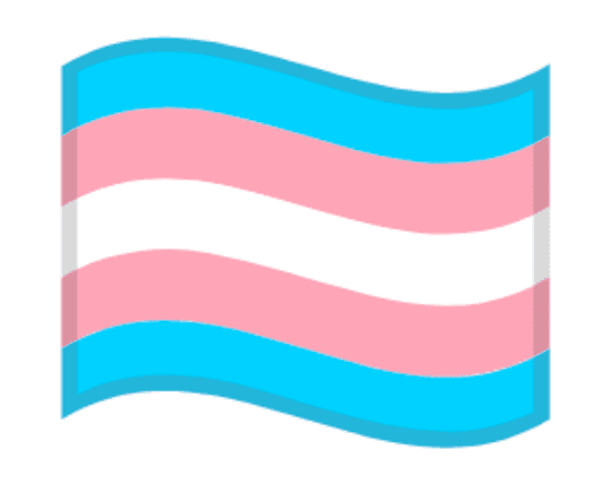 Bandera transgénero con rayas de color azul pálido y rosa pálido.