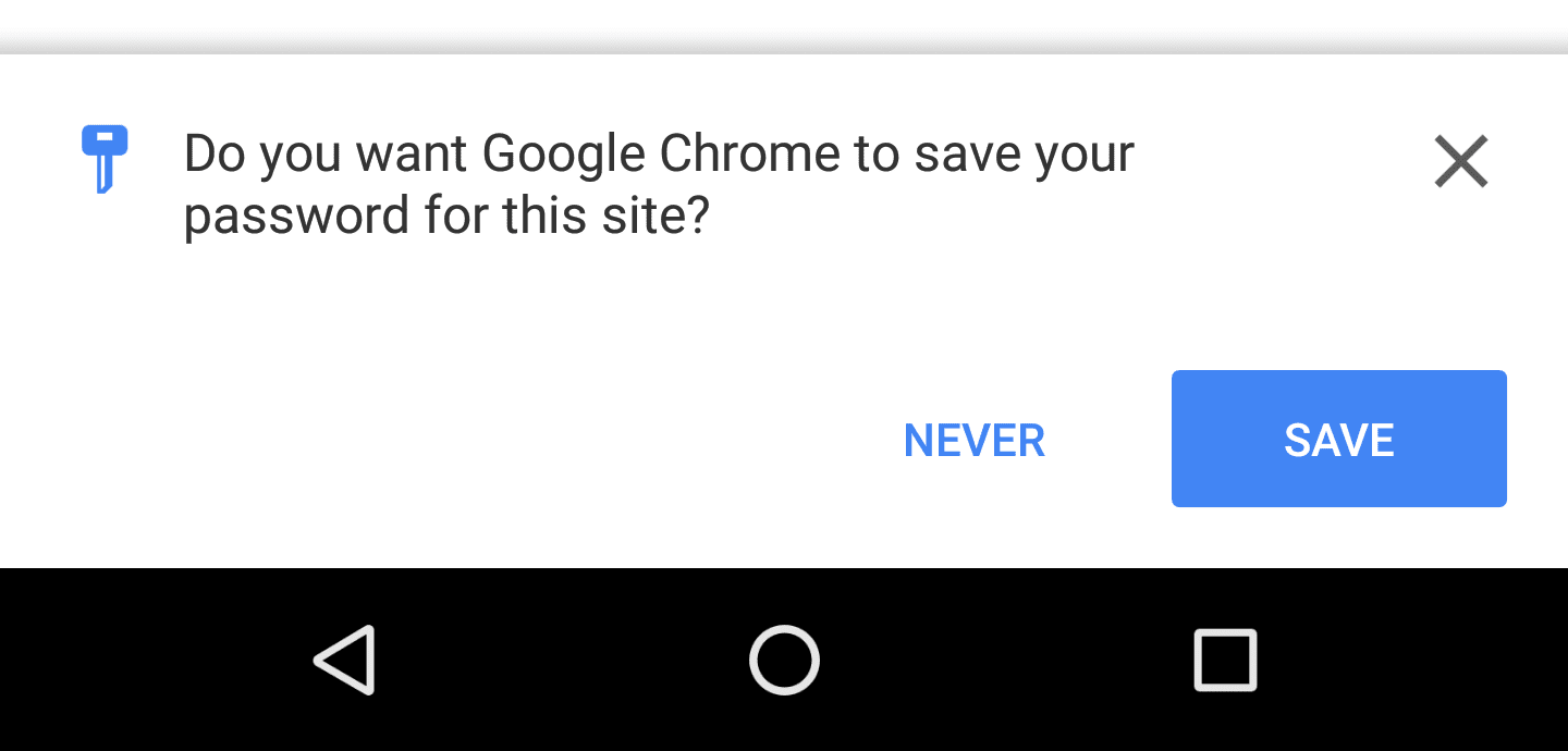 Chrome les preguntará a los usuarios si desean almacenar la credencial (o un proveedor de federación).