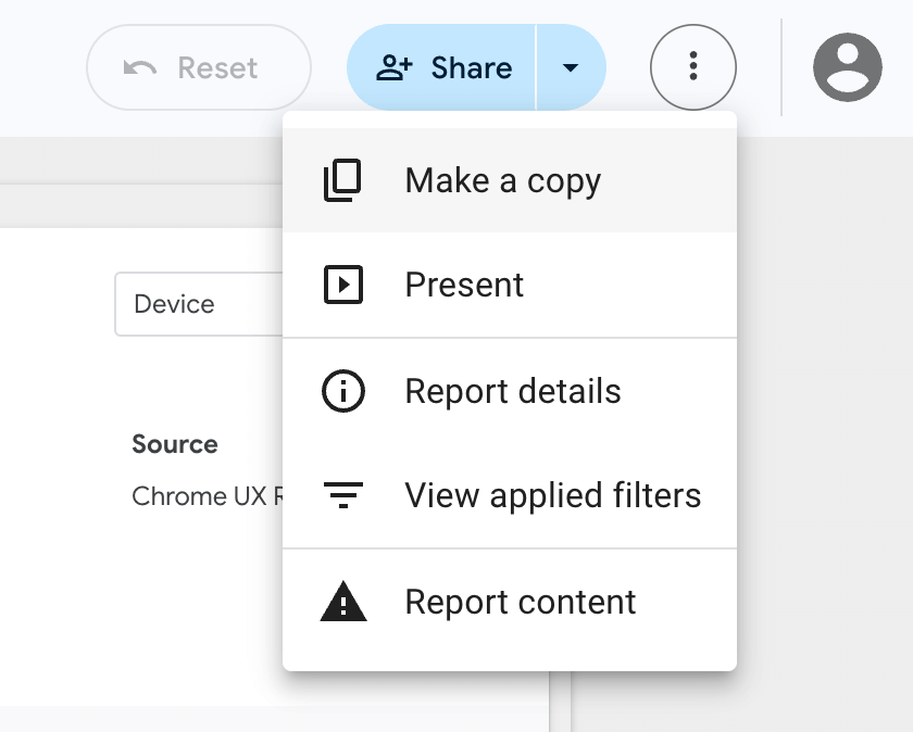 Kopya oluşturma seçeneğini içeren menü.