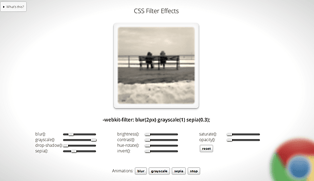 CSS filter effects demo.