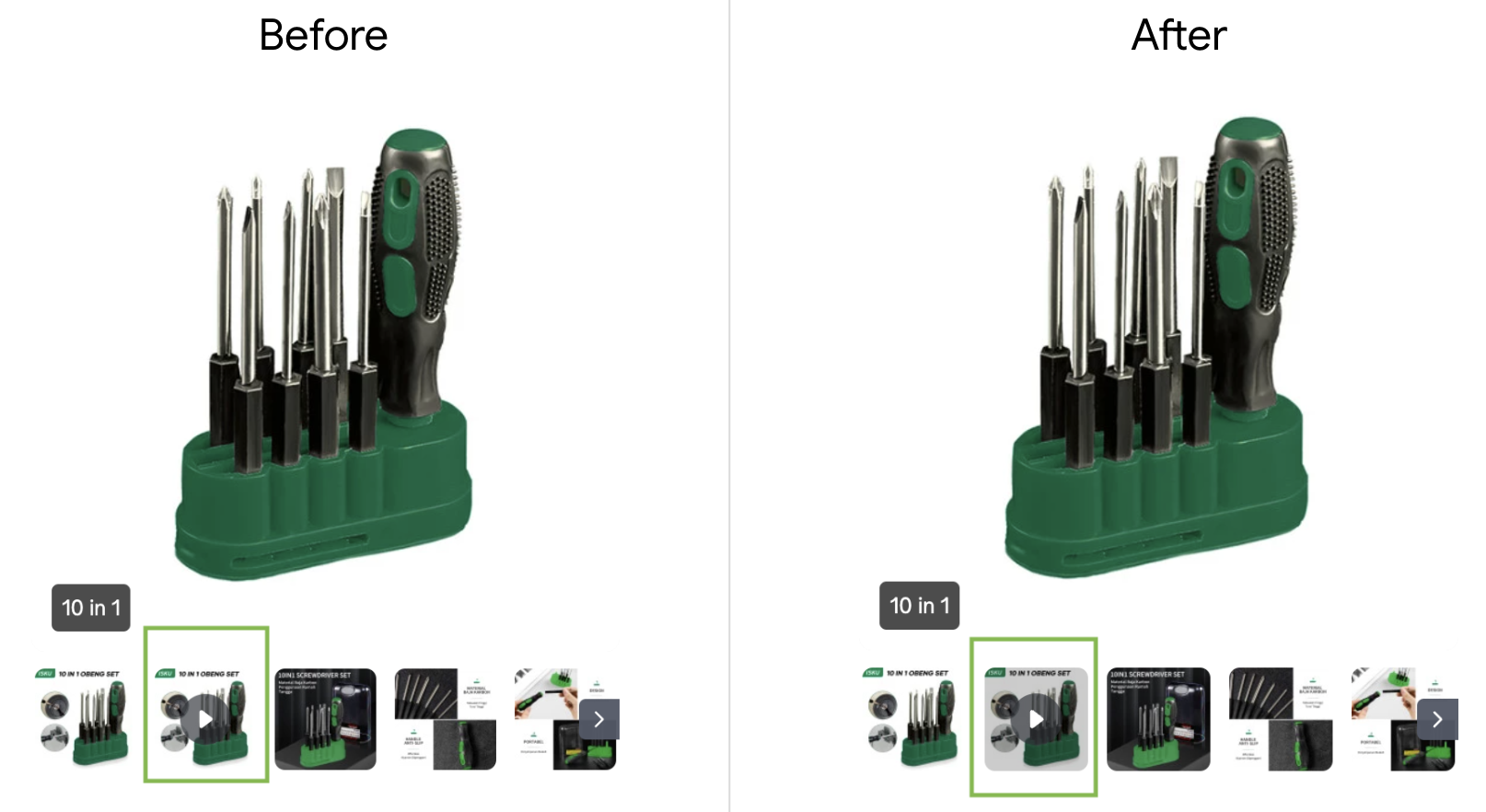Screenshot of the Tokopedia page before and after the use of the has selector.