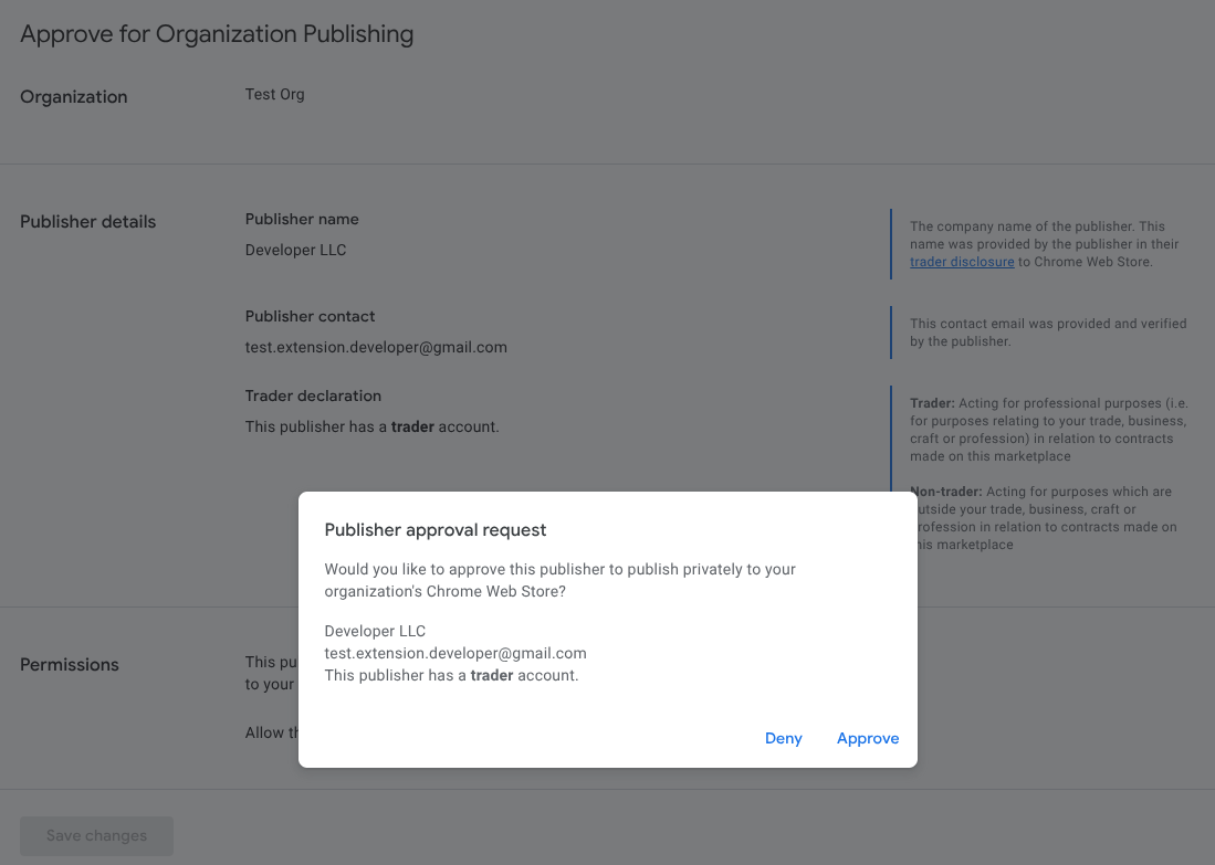 Page d'approbation pour la publication par l'organisation.