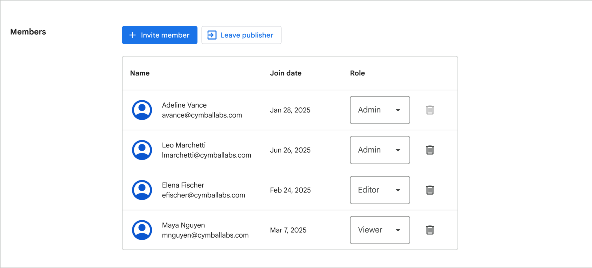 개발자 대시보드의 회원 관리