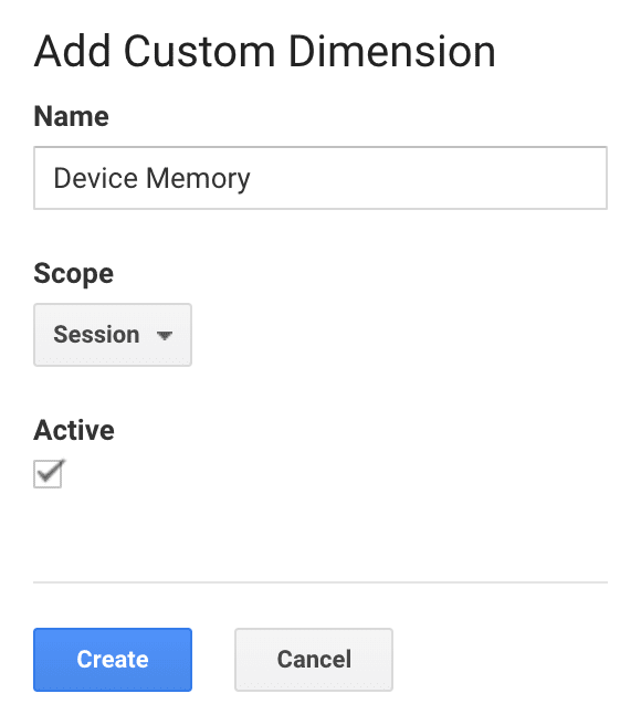 Creare una dimensione personalizzata Memoria dispositivo in Google Analytics