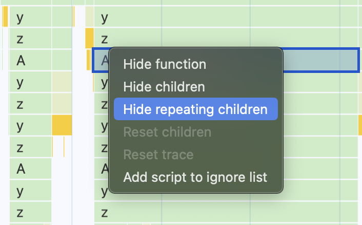 Visualisatie van de gebruikersinterface van het contextmenu van het vlamdiagram