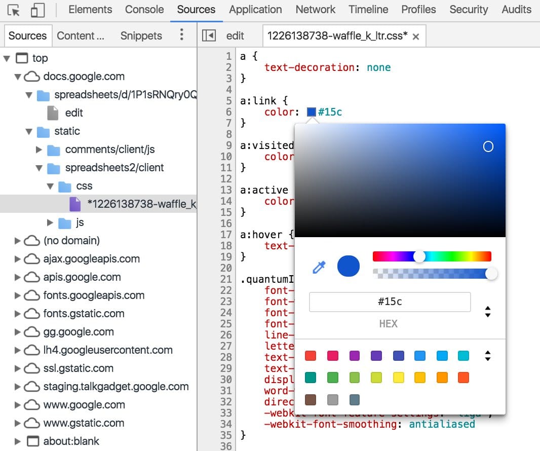 Sources panel color picker.