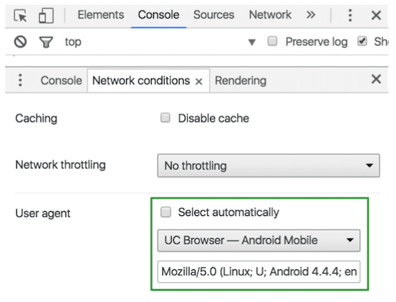 User Agent ของเบราว์เซอร์ UC