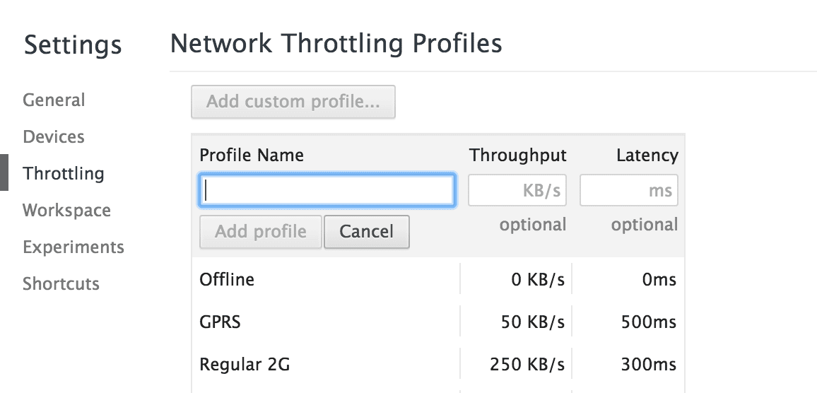 Custom network profiles.