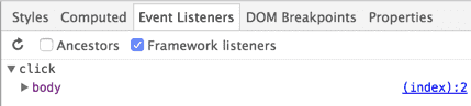 Listeners de framework ativados