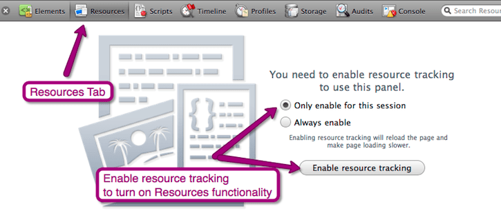 Enabling resources tracking.