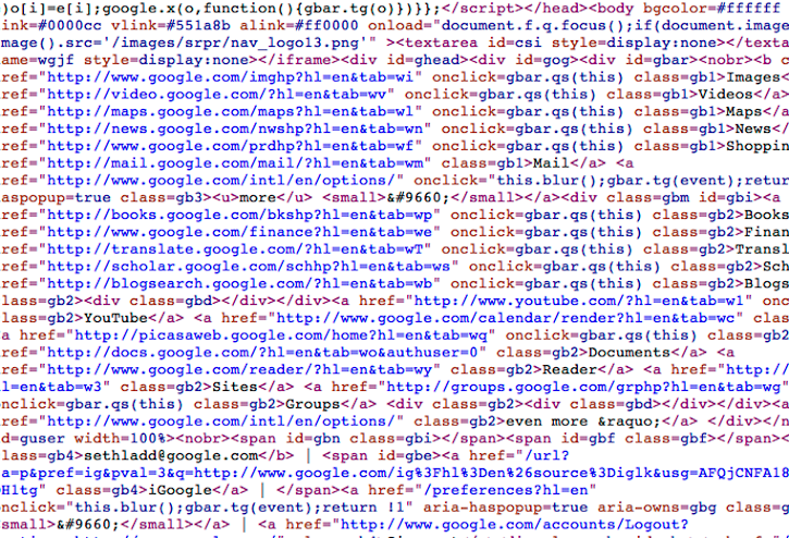 Google.com's minified source.