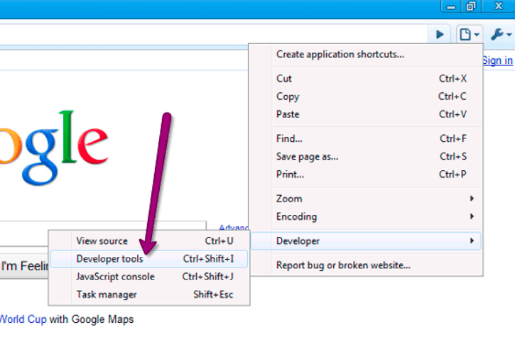 De Dev Tools openen op Windows.