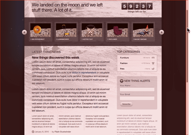 Web site showing full-screen repaint.
