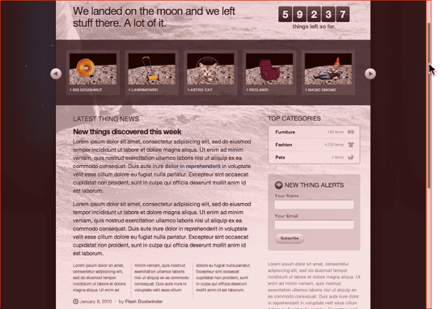 Website mit Vollbild-Darstellung.