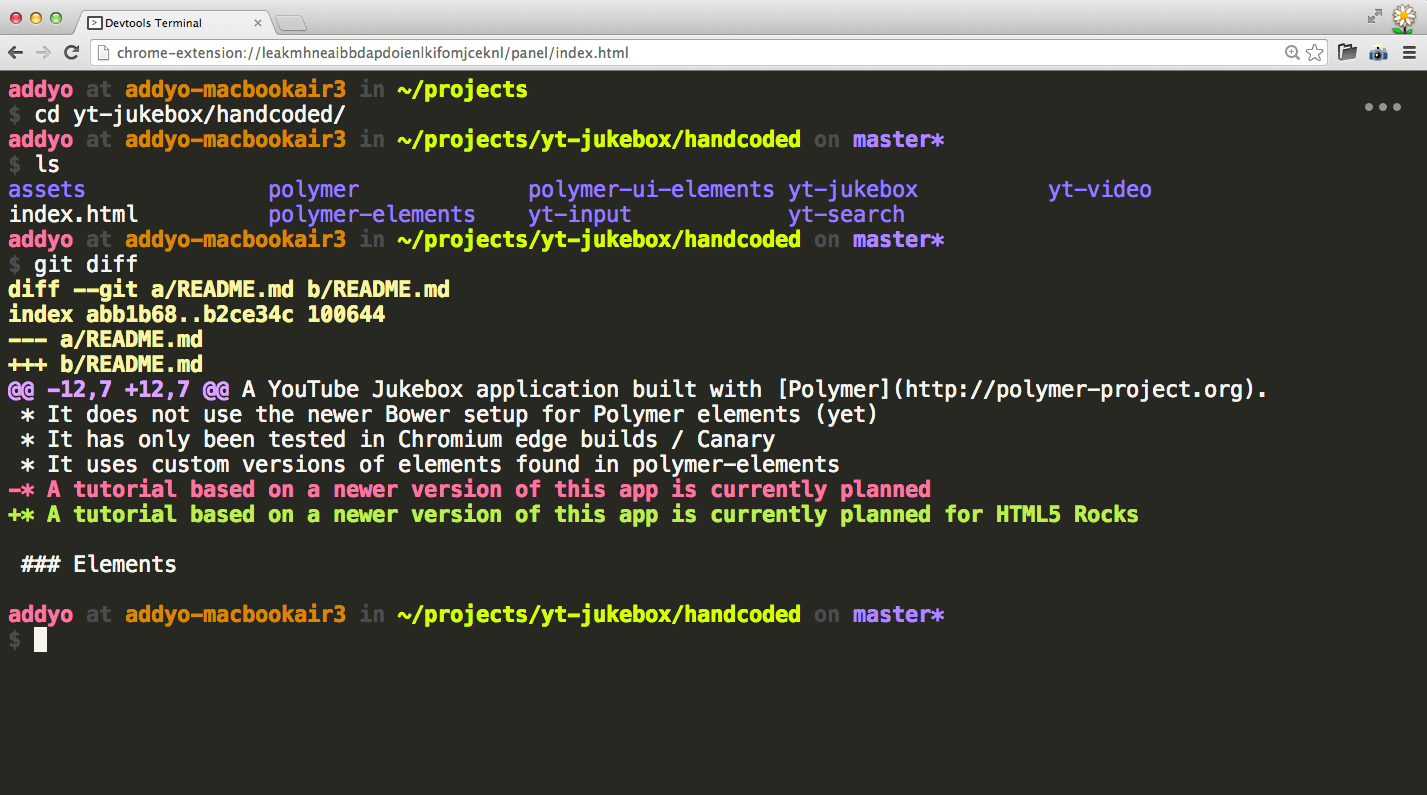 Das DevTools-Terminal unterstützt sowohl ein helles als auch ein dunkles Design.