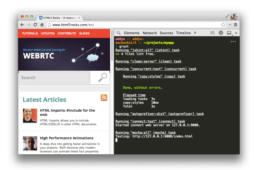 Cómo ejecutar Grunt en la terminal de Herramientas para desarrolladores