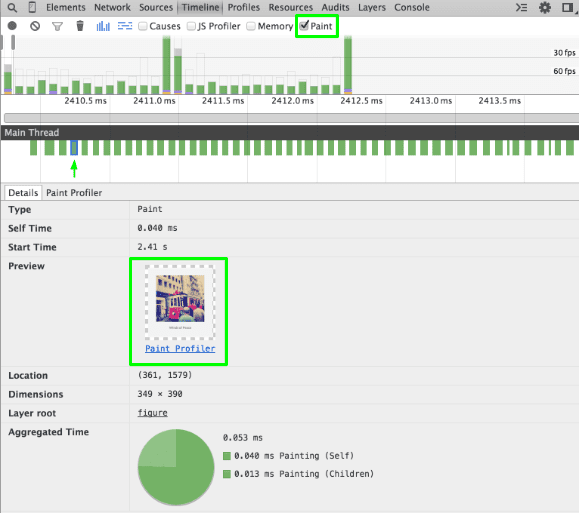 Prévisualisation des pixels peints par le navigateur à l&#39;aide de l&#39;option de capture de peinture