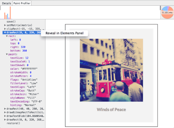 Mit dem Paint Profiler native Browser-Zeichnenaufrufe DOM-Elementen zuordnen
