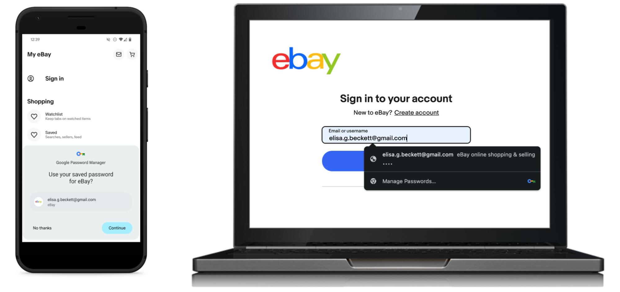 UI die het delen van wachtwoorden tussen websites en Android-apps toont