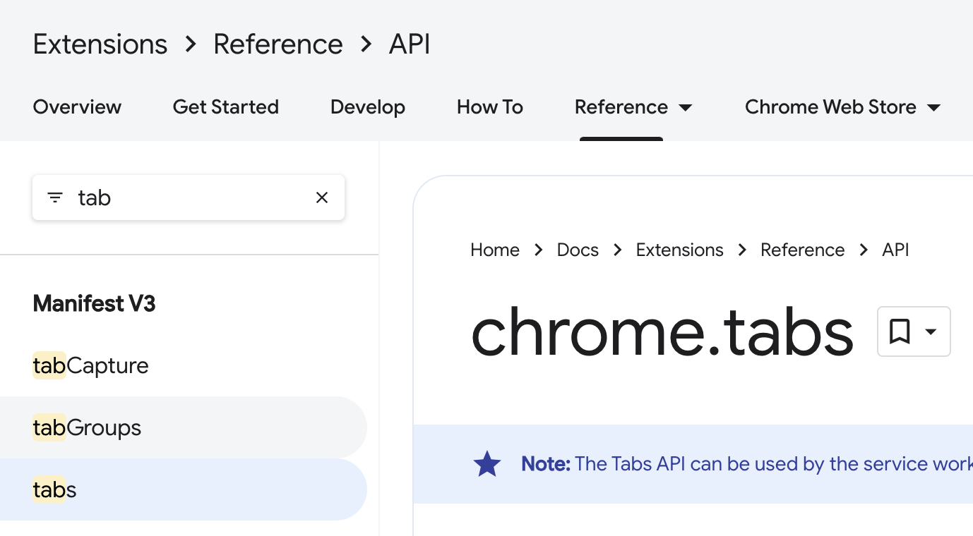 Filtering API reference by name