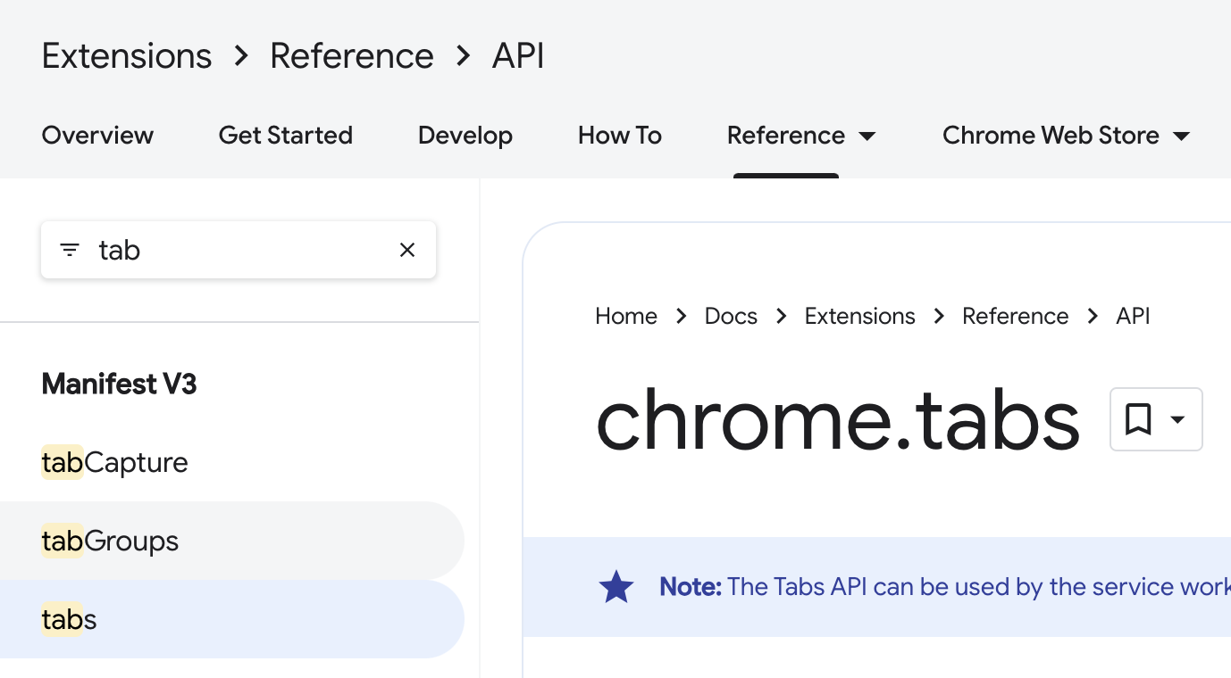 Filtrer la documentation de référence de l&#39;API par nom