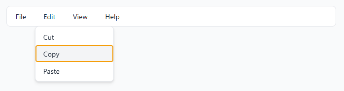 Ein Drop-down-Menü mit dem Element „Kopieren“ im Fokus.