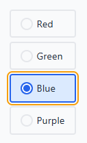 A radiobutton group with Blue in focus.