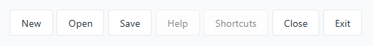 A menu with the Help and Shortcut buttons greyed out.