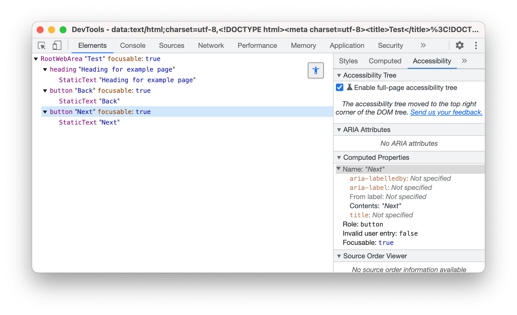 نمای درختی جدید در DevTools.