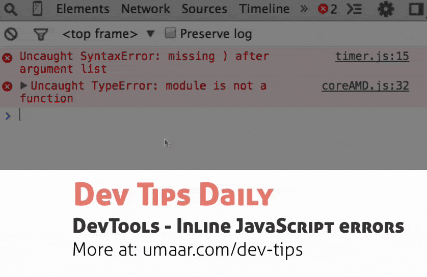 Get notified of JS errors while you type