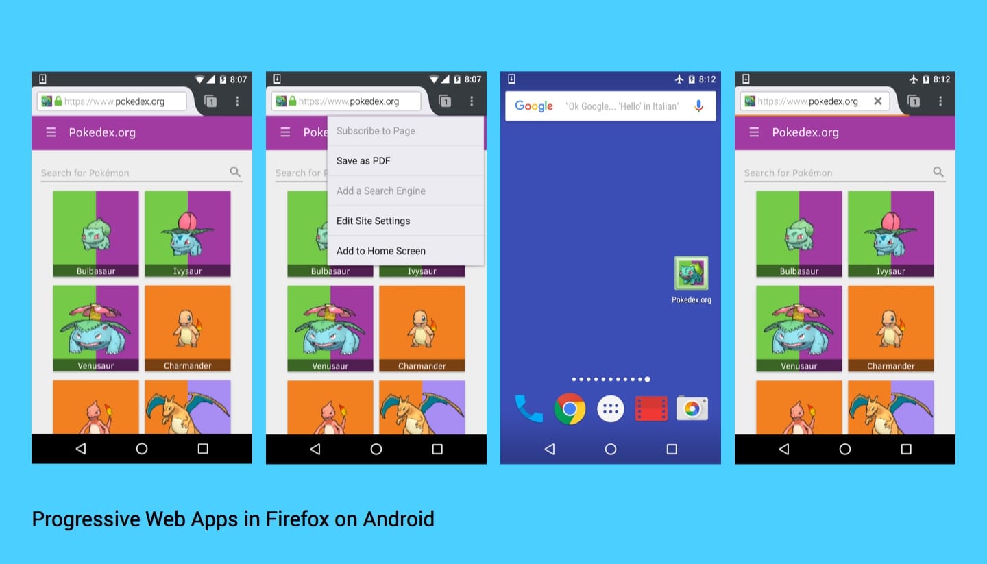 Các ứng dụng web tiến bộ hoạt động trong Firefox dành cho Android