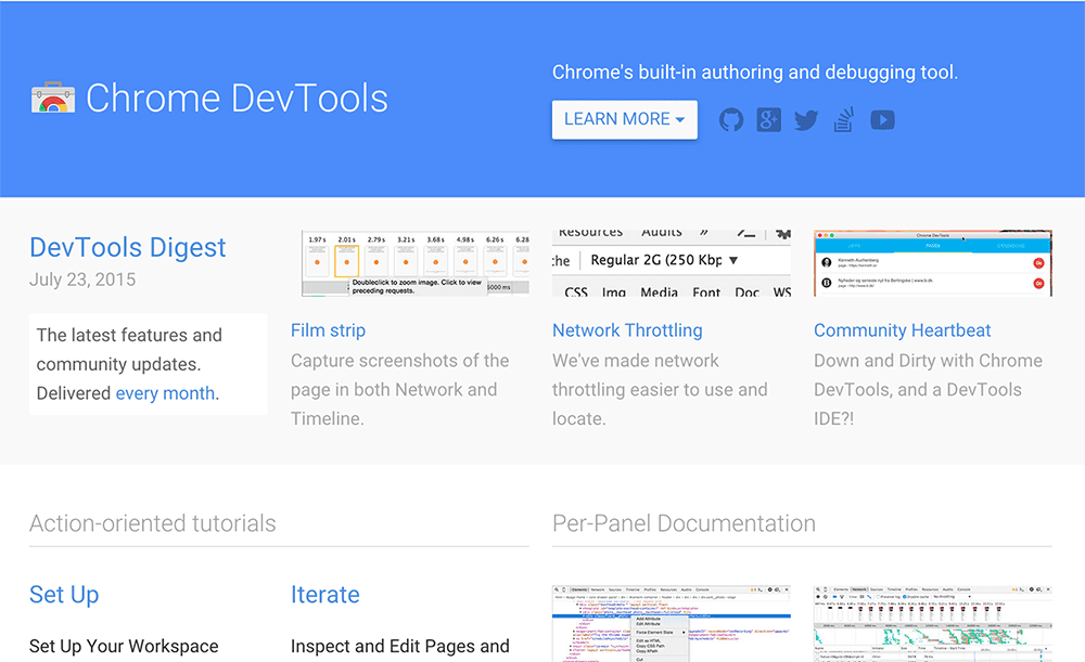 La home page dei nuovi strumenti