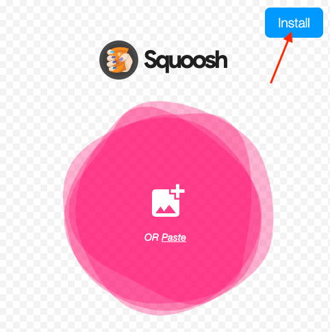 App de Squoosh y su botón de instalación.