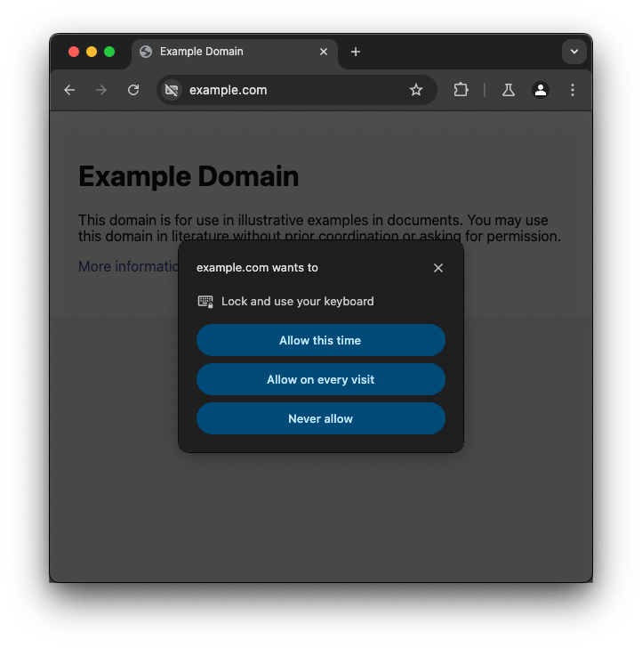 Toetsenbordvergrendeling API-toestemmingsprompt.