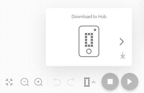 Interface "Download to Hub" do LEGO Education SPIKE.