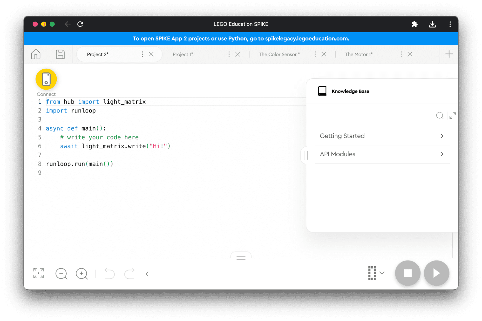 สภาพแวดล้อมการเขียนโปรแกรม LEGO ที่มีโปรแกรม Python