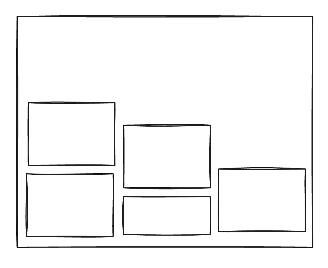 Un diseño con columnas, en el que los elementos que ocupan las columnas lo hacen desde la parte inferior del diseño.