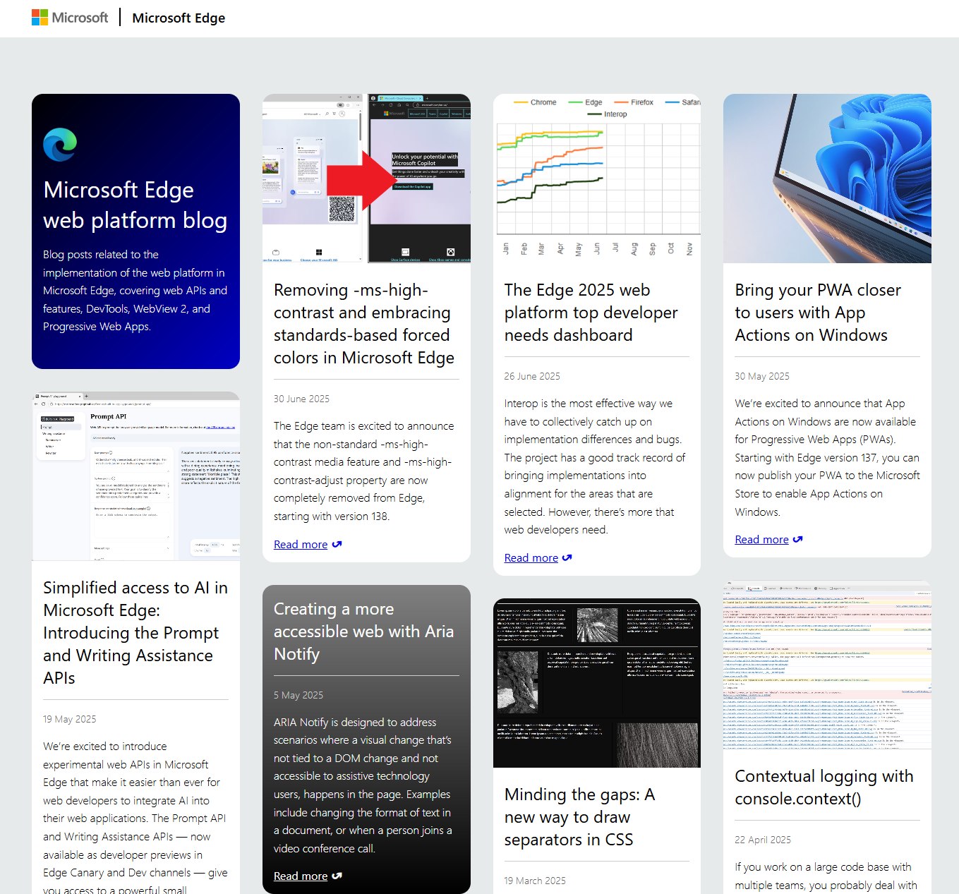 Um site de notícias com alvenaria usado para cards de artigos.