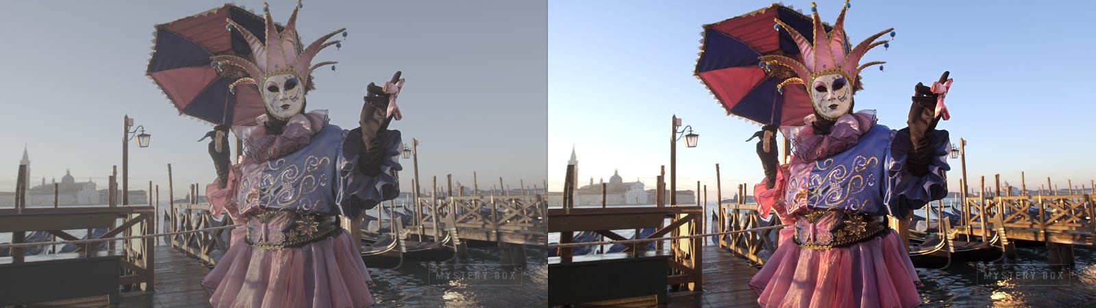 시뮬레이션된 SDR과 HDR 비교 (진정한 HDR을 보려면 HDR 디스플레이가 필요함)